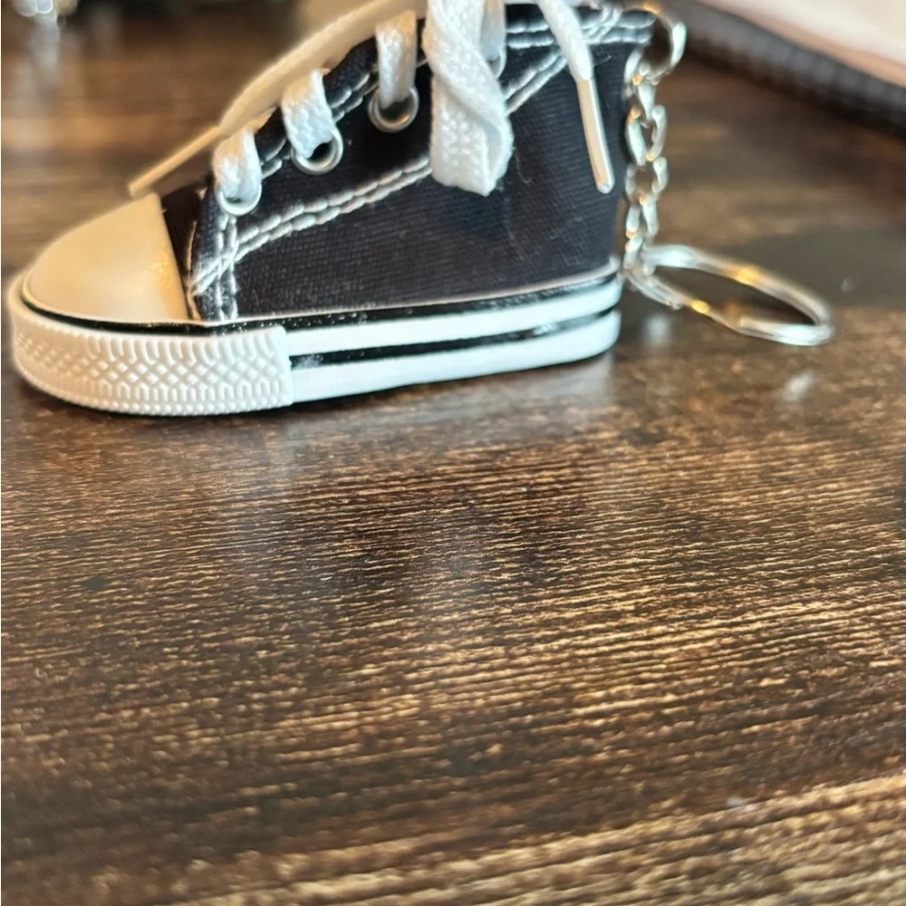 Black High Top Sneaker Keychain - Miniature Shoe Charm‎